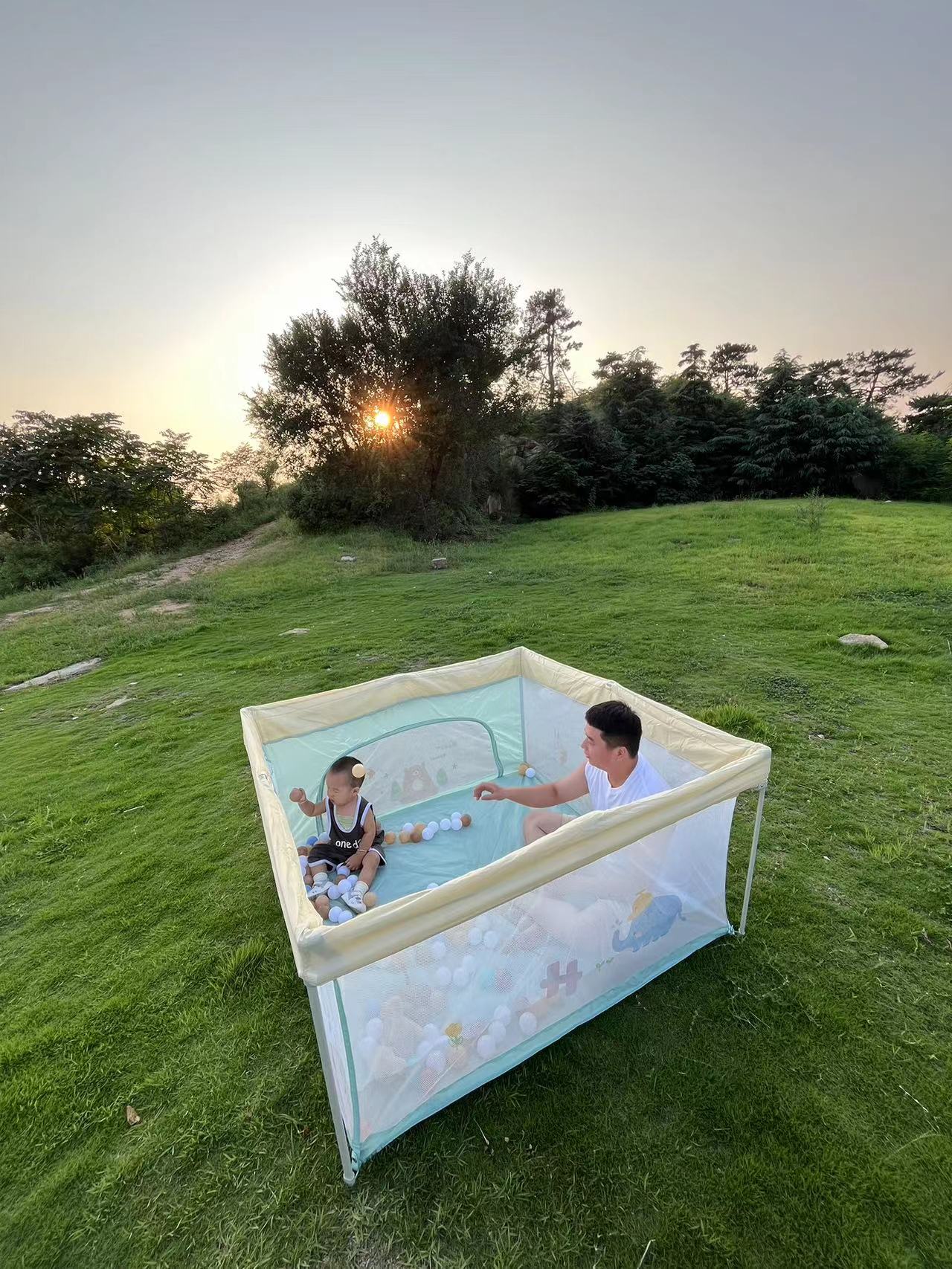 Baby Foldable Playpen with Fun Prints