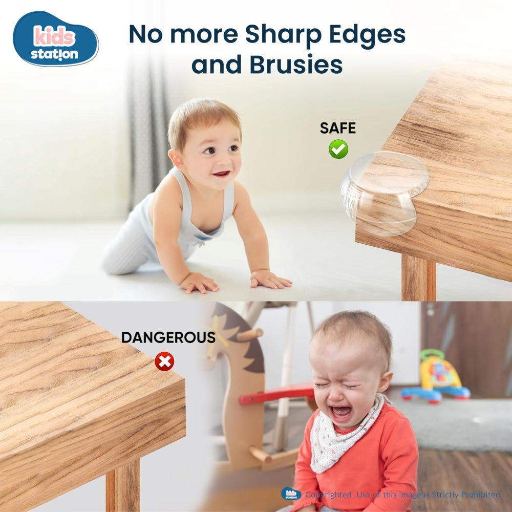 Kids Station Transparent Silicone Round Corner Guards – Baby Safety Edge Protectors for Sharp Furniture Corners