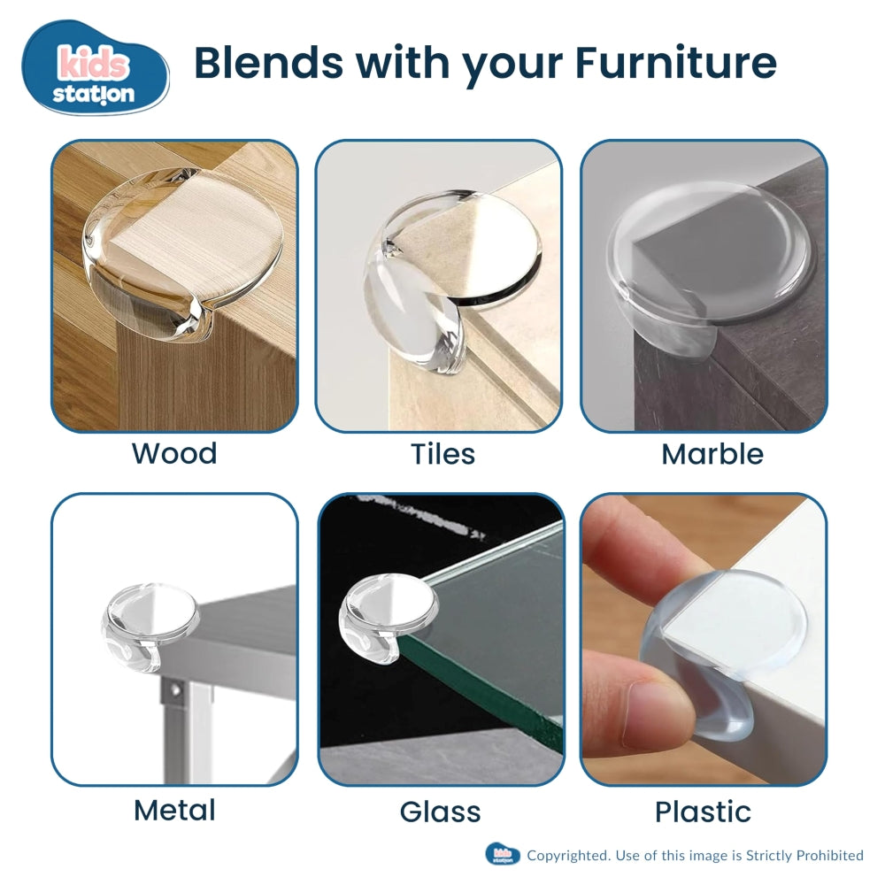 Kids Station Transparent Silicone Round Corner Guards – Baby Safety Edge Protectors for Sharp Furniture Corners