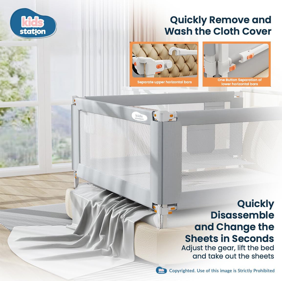 1-Side Foldable Old Model Baby Bed Rail Guard