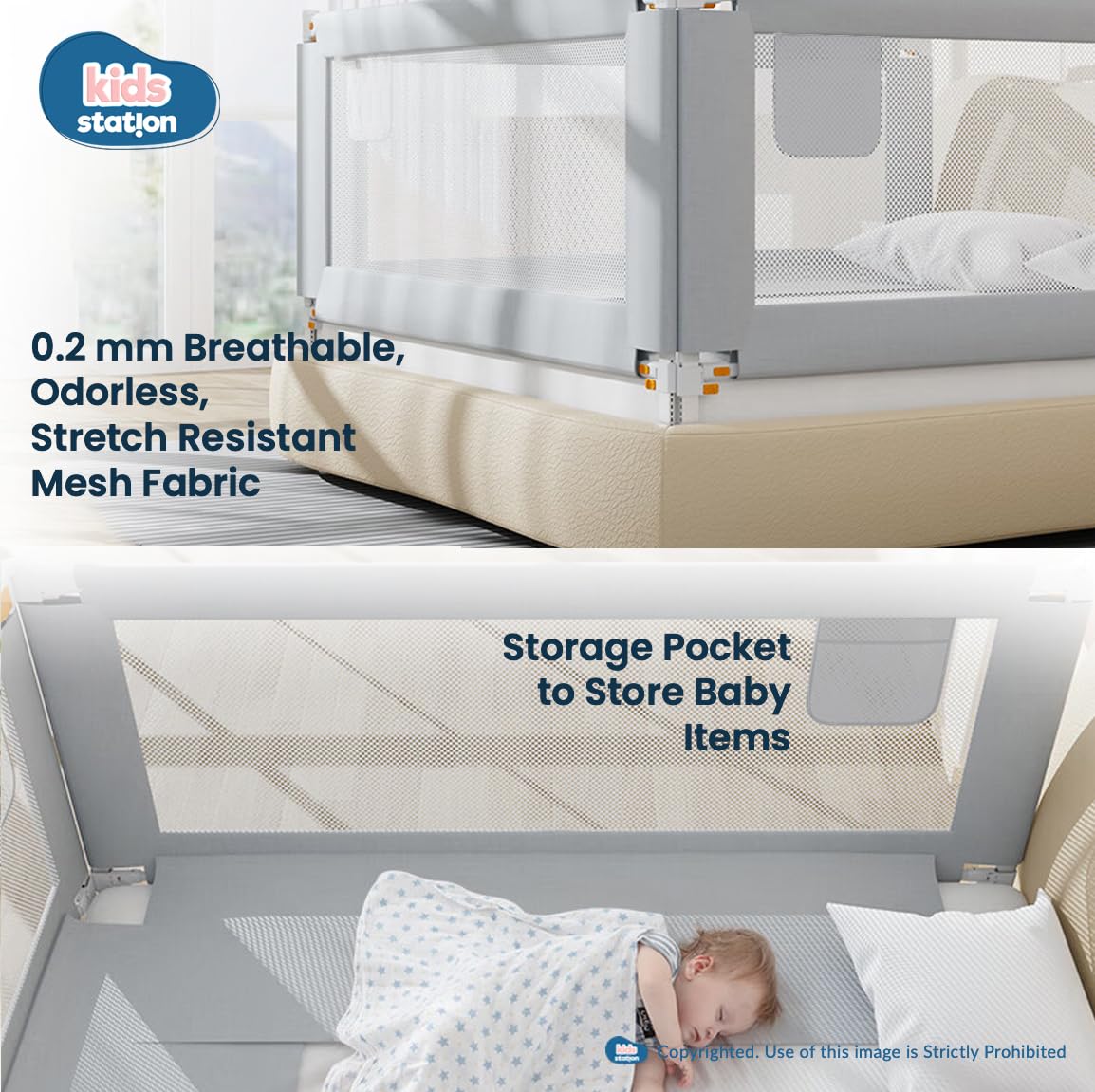 1-Side Foldable Old Model Baby Bed Rail Guard