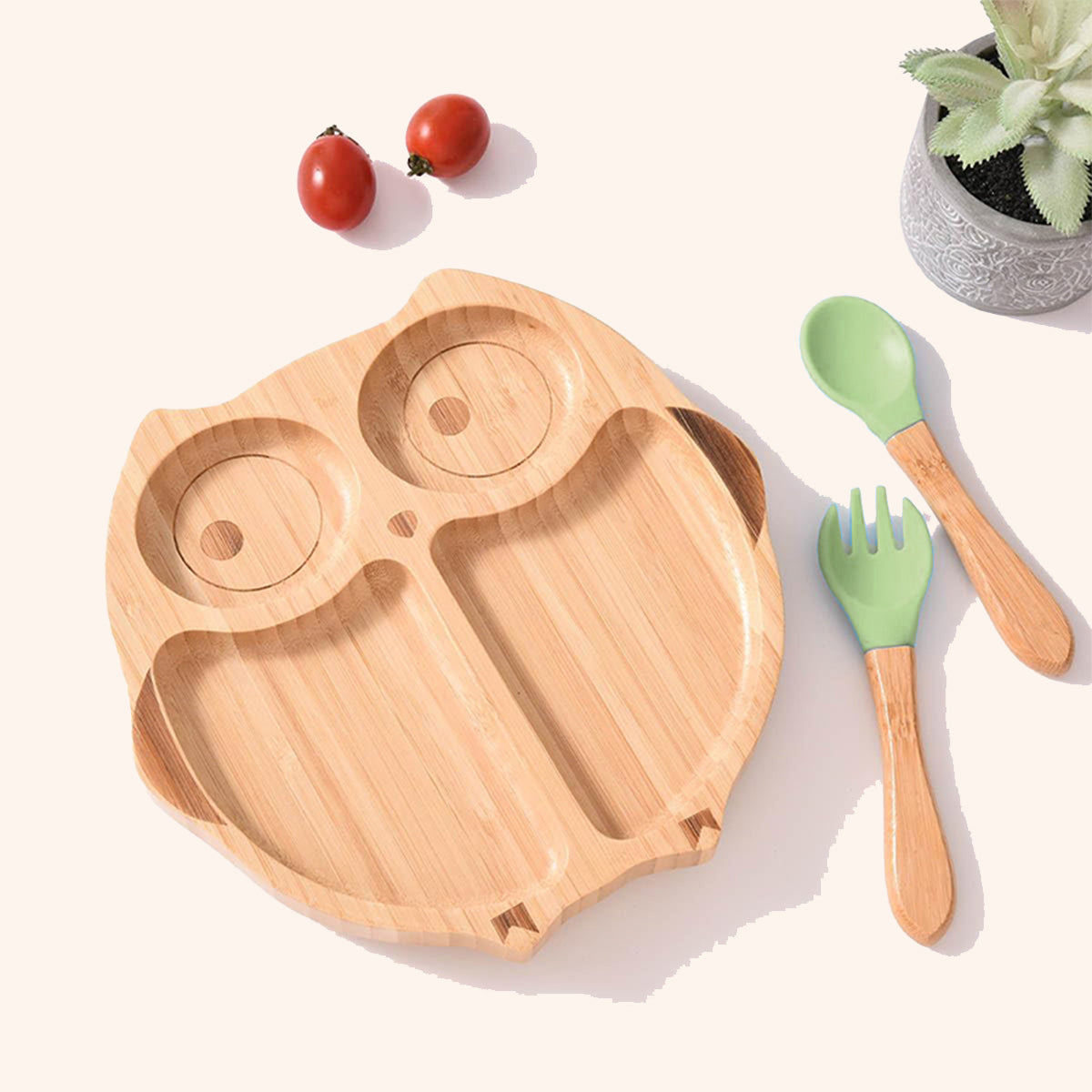 Sleepy Owl Eco Friendly Baby Bamboo Feeding Set