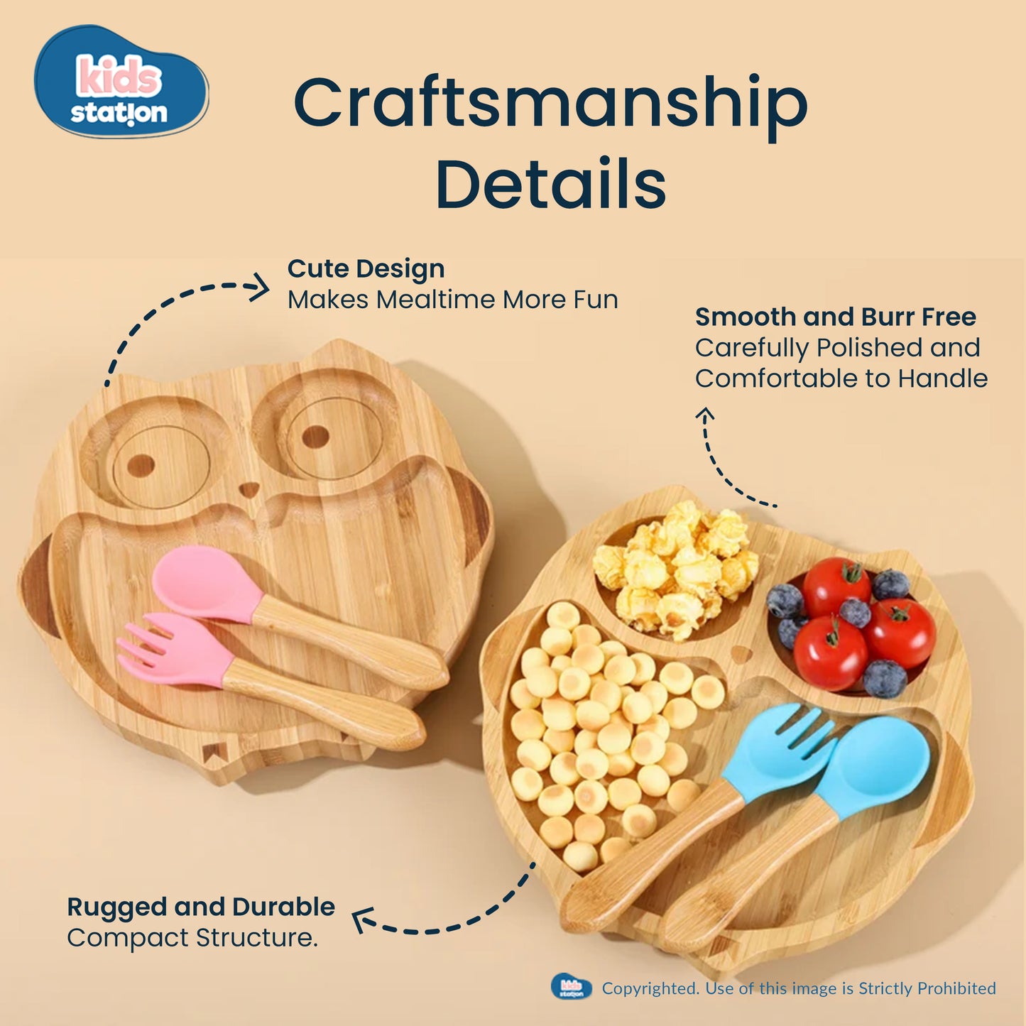 Sleepy Owl Eco Friendly Baby Bamboo Feeding Set