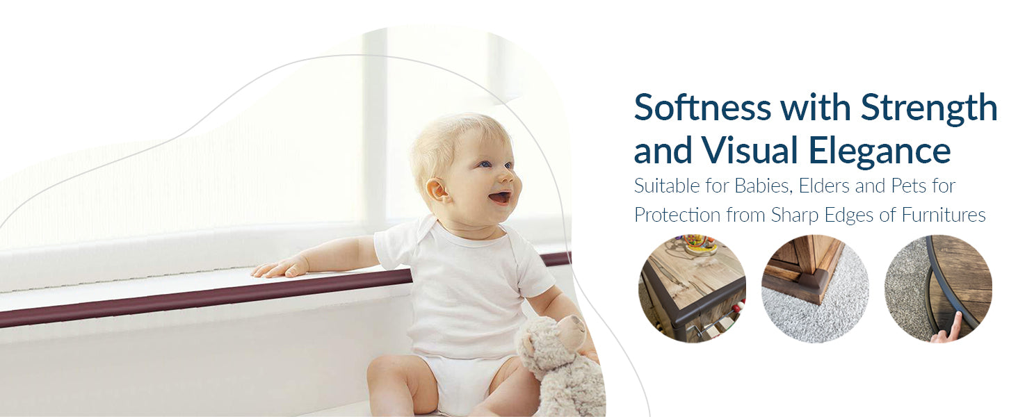 U-Shape Edge Guard Combo – Foam Strip + Corner Protectors for Baby Safety