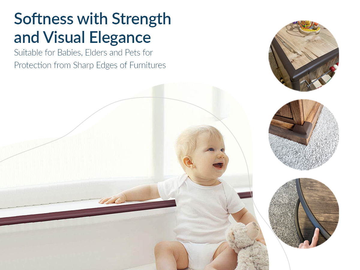 U-Shape Edge Guard Combo – Foam Strip + Corner Protectors for Baby Safety