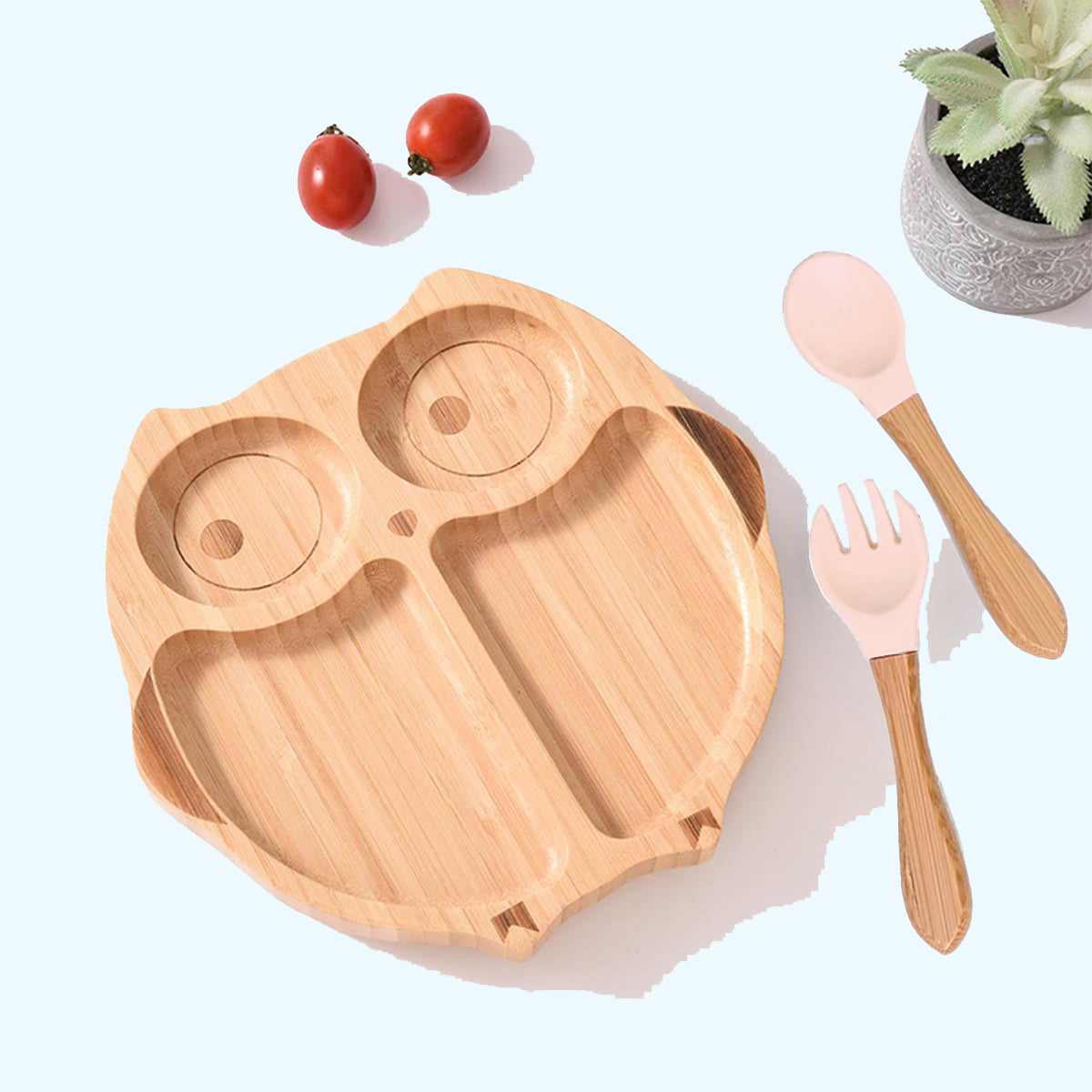 Sleepy Owl Eco Friendly Baby Bamboo Feeding Set