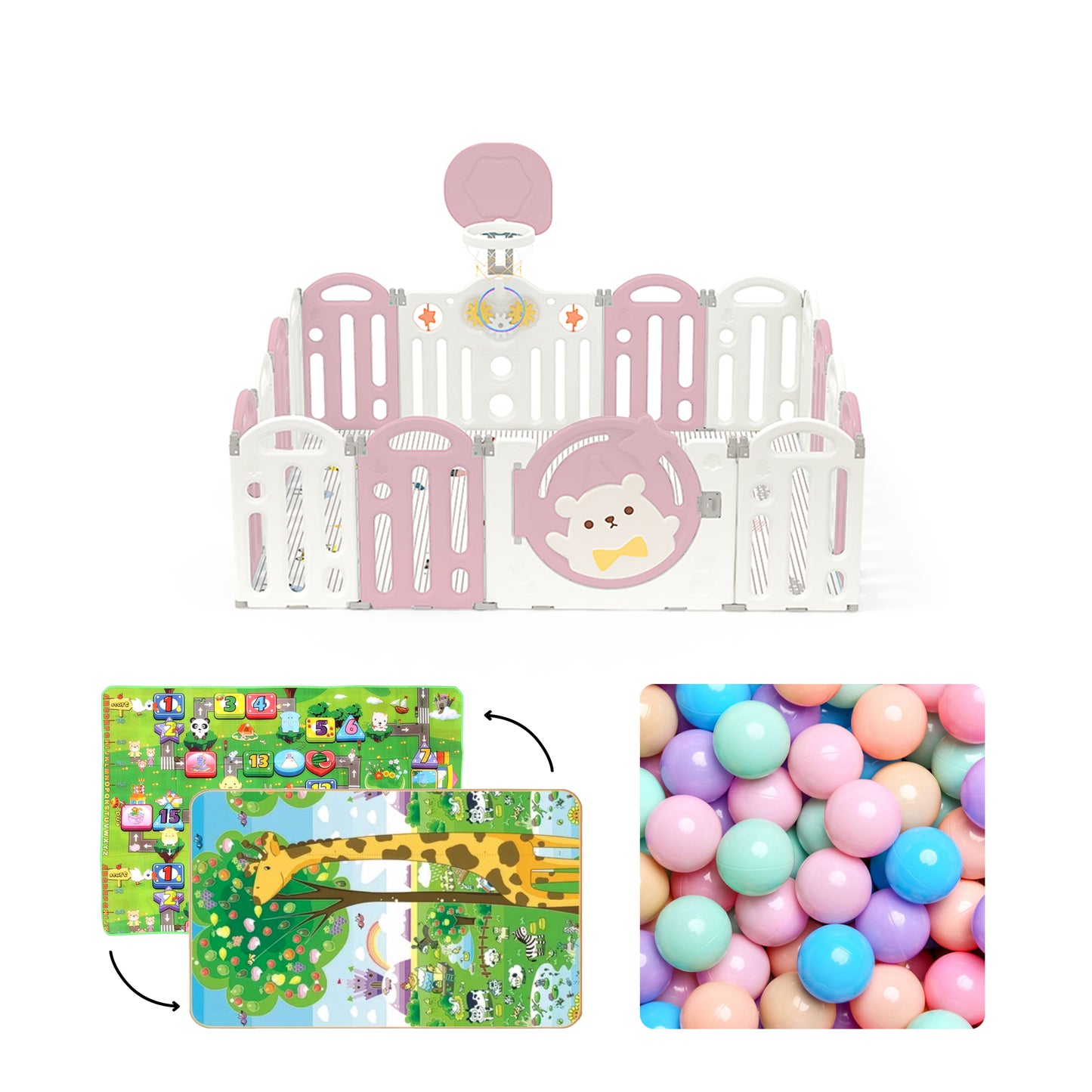 Bear Indoor and Outdoor Activity Play Yard