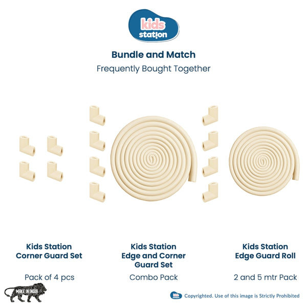 Kids Station U-Shape Edge Guard Combo – Foam Strip + Corner Protectors for Baby Safety