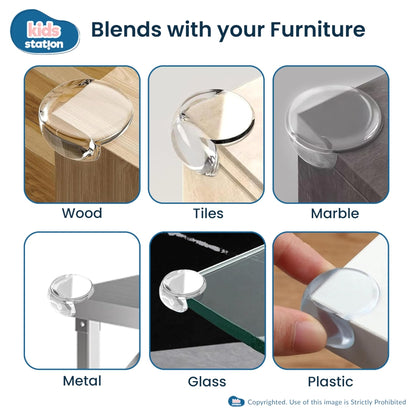 Kids Station Transparent Silicone Round Corner Guards – Baby Safety Edge Protectors for Sharp Furniture Corners