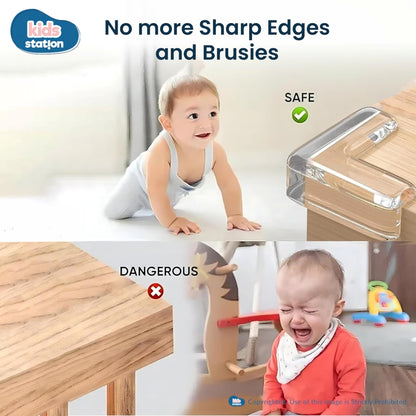 Transparent Silicone L-shaped Corner Guards – Baby Safety Edge Protectors for Sharp Furniture Corners