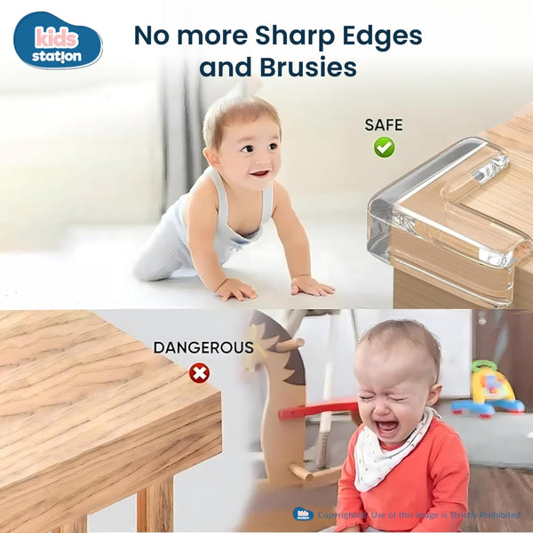Kids Station Transparent Silicone L-shaped Corner Guards – Baby Safety Edge Protectors for Sharp Furniture Corners (Copy)