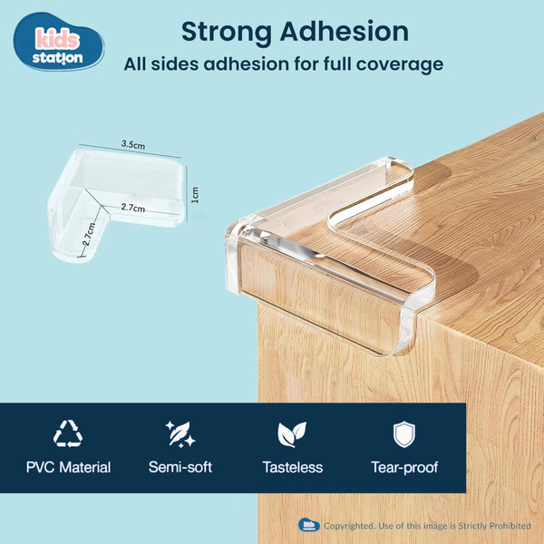 Kids Station Transparent Silicone L-shaped Corner Guards – Baby Safety Edge Protectors for Sharp Furniture Corners (Copy)