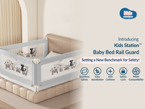 3-Side Foldable New Model Baby Bed Rail Guard