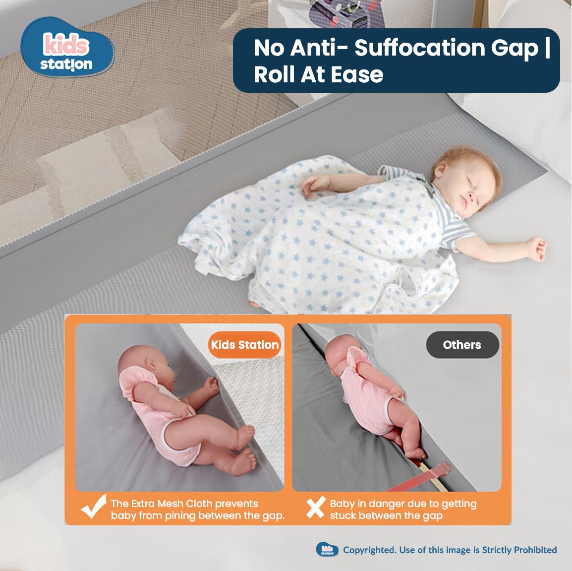 2-Side Foldable Old Model Baby Bed Rail Guard