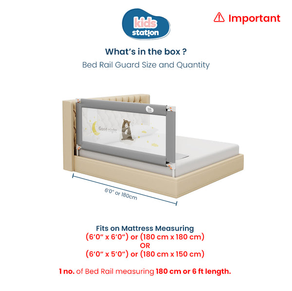 Kids Station™ One Side Grey 6'0" Bed Guard Rail