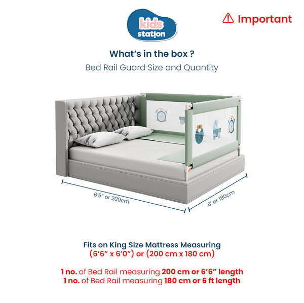 Kids Station™ Two Sides Green 6'6" x 6'0" Bed Guard Rail