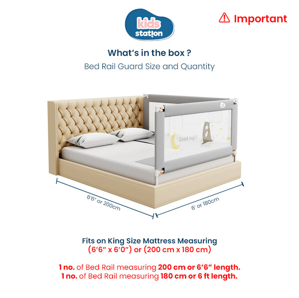 Kids Station™ Two Sides Grey 6'6" x 6'0" Bed Guard Rail