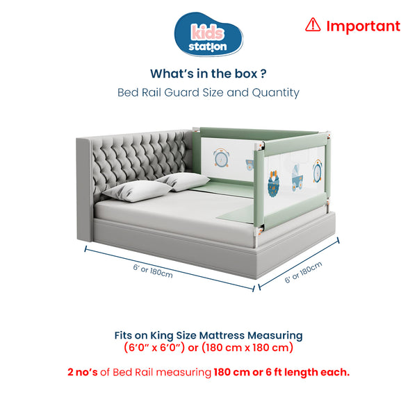Kids Station™ Two Sides Green 6'0" x 6'0" Bed Guard Rail