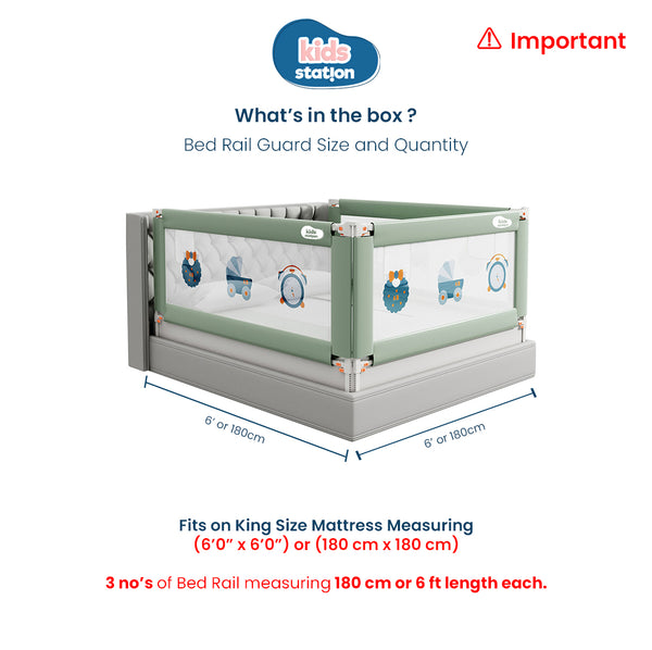 Kids Station™ Three Sides Green 6'0" x 6'0" Bed Guard Rail