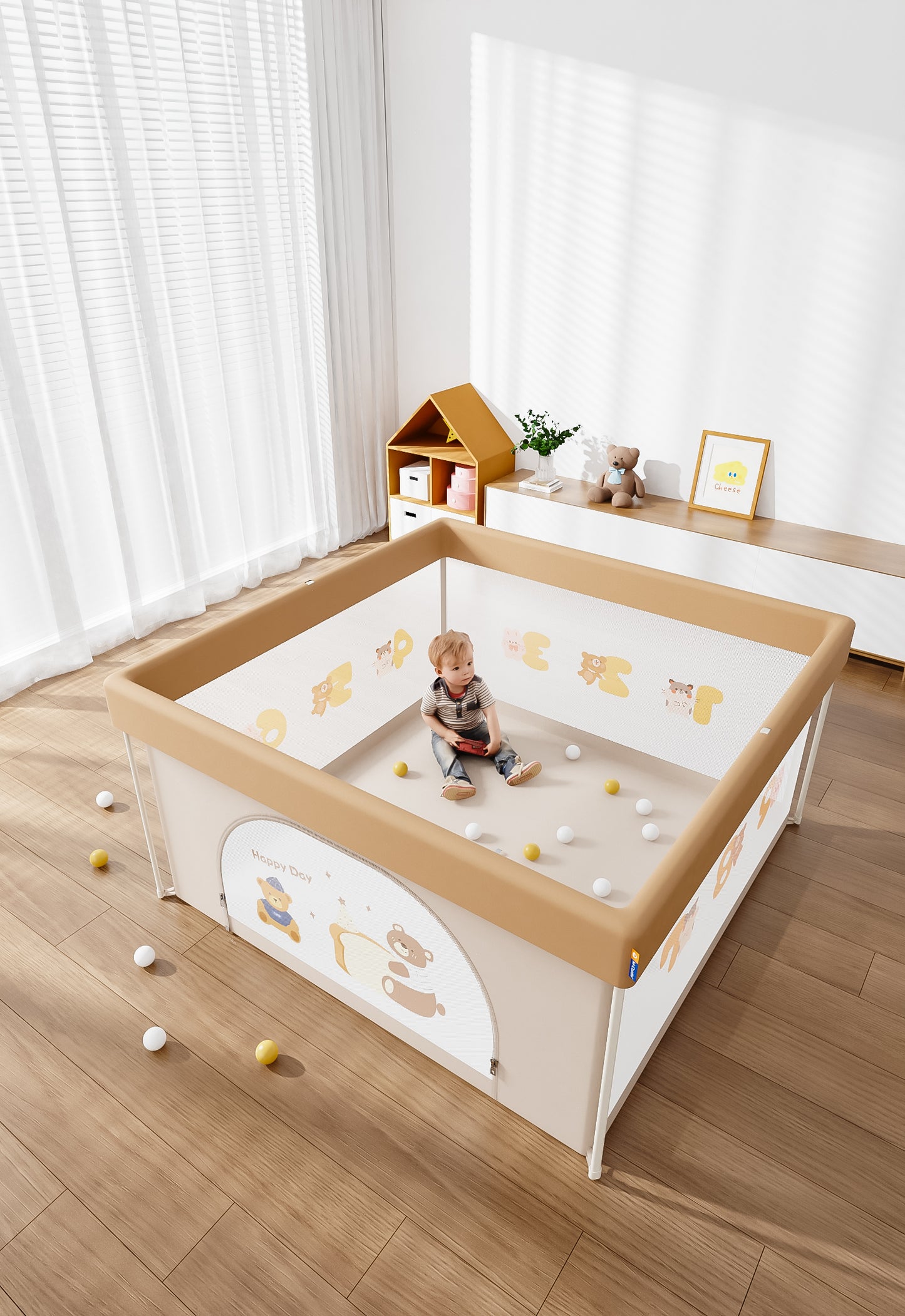 Baby Foldable Playpen with Fun Prints