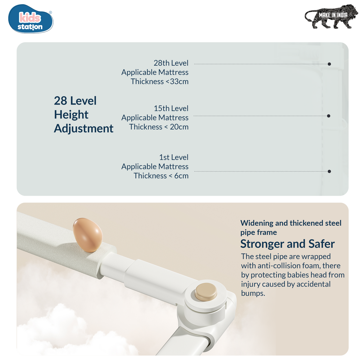 3-Side PREMIUM Baby Bed Rail Guard for New Model