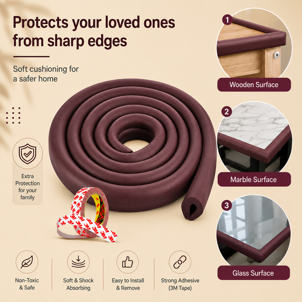 U Shaped Cushion Edge Guard for Glass Furniture