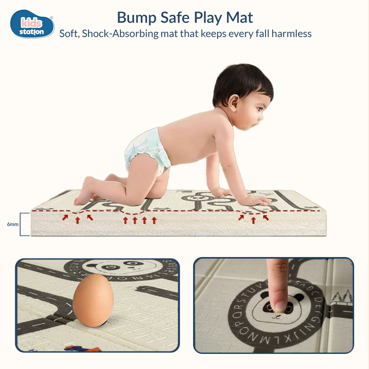 Dream Crawl Baby Play Mats (150cm x 200cm x 0.6cm) - Clear / Bear and Old City