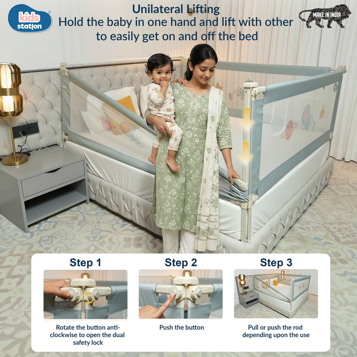 2-Side Foldable New Model Baby Bed Rail Guard