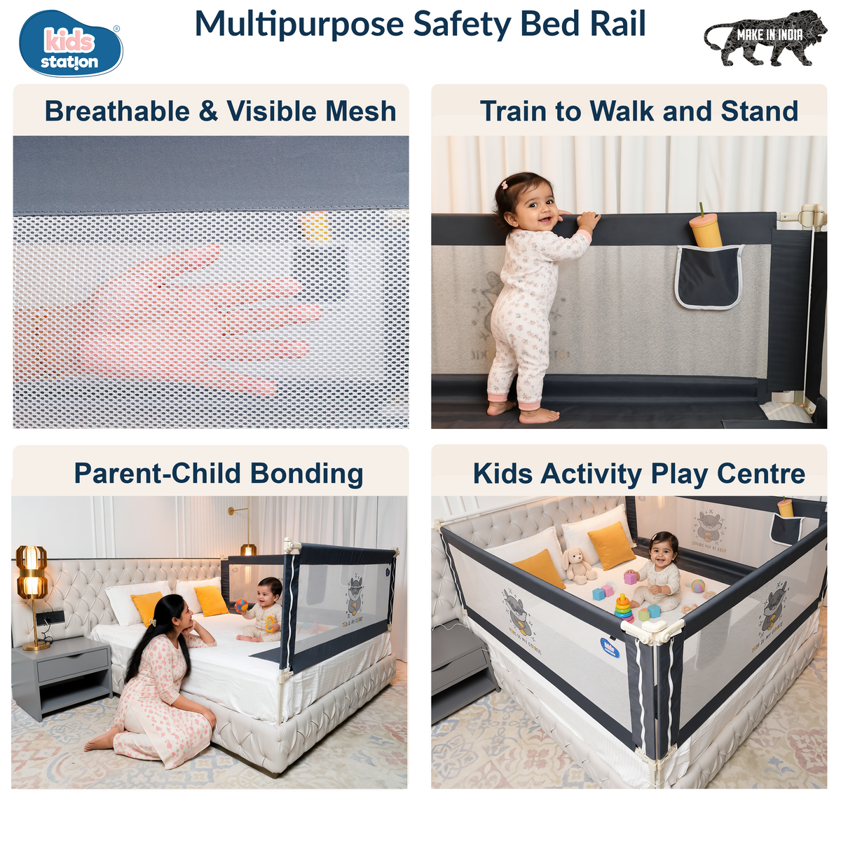 3-Side PREMIUM Baby Bed Rail Guard for New Model