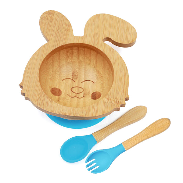 Kids Station™ Blue Rabbit Baby Bamboo Feeding Set