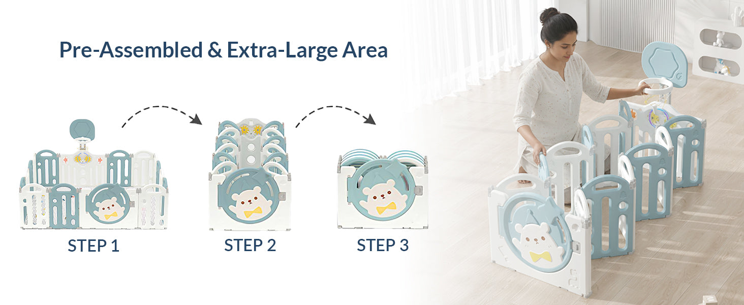 Bear Indoor and Outdoor Activity Play Yard