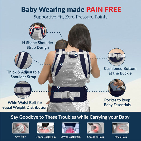 Kids Station All-in-One Baby Carrier with Hip Seat – 9 Carrying Positions, 100% Cotton, Ventilation Window