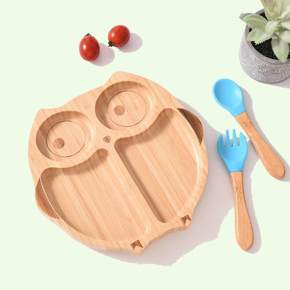 Sleepy Owl Eco Friendly Baby Bamboo Feeding Set