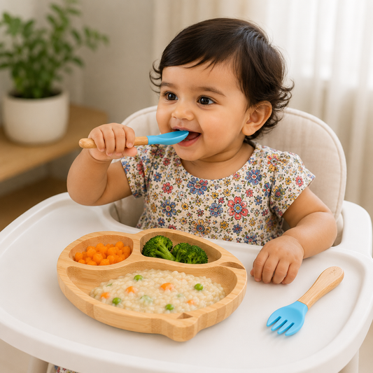 Kids Station Owl Wooden Plate with Spoon & Fork