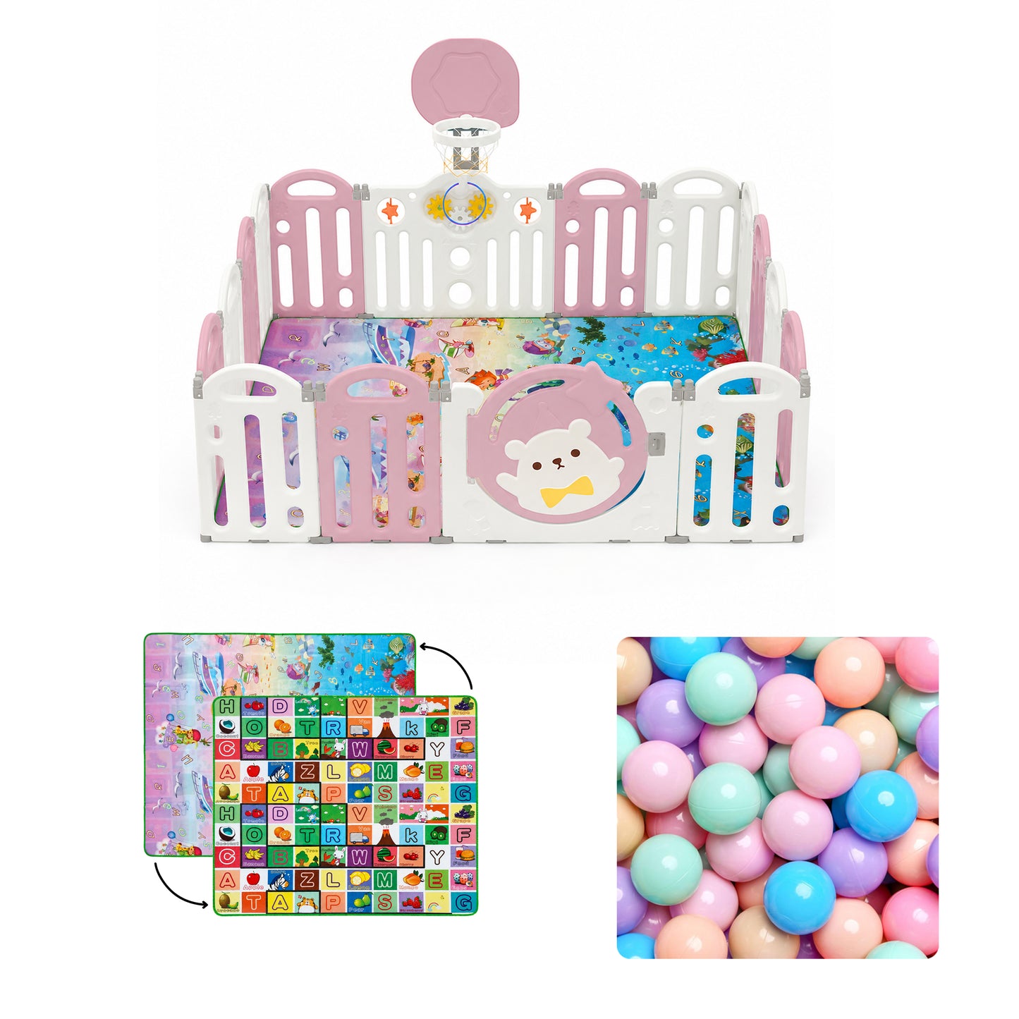 Bear Indoor and Outdoor Activity Play Yard