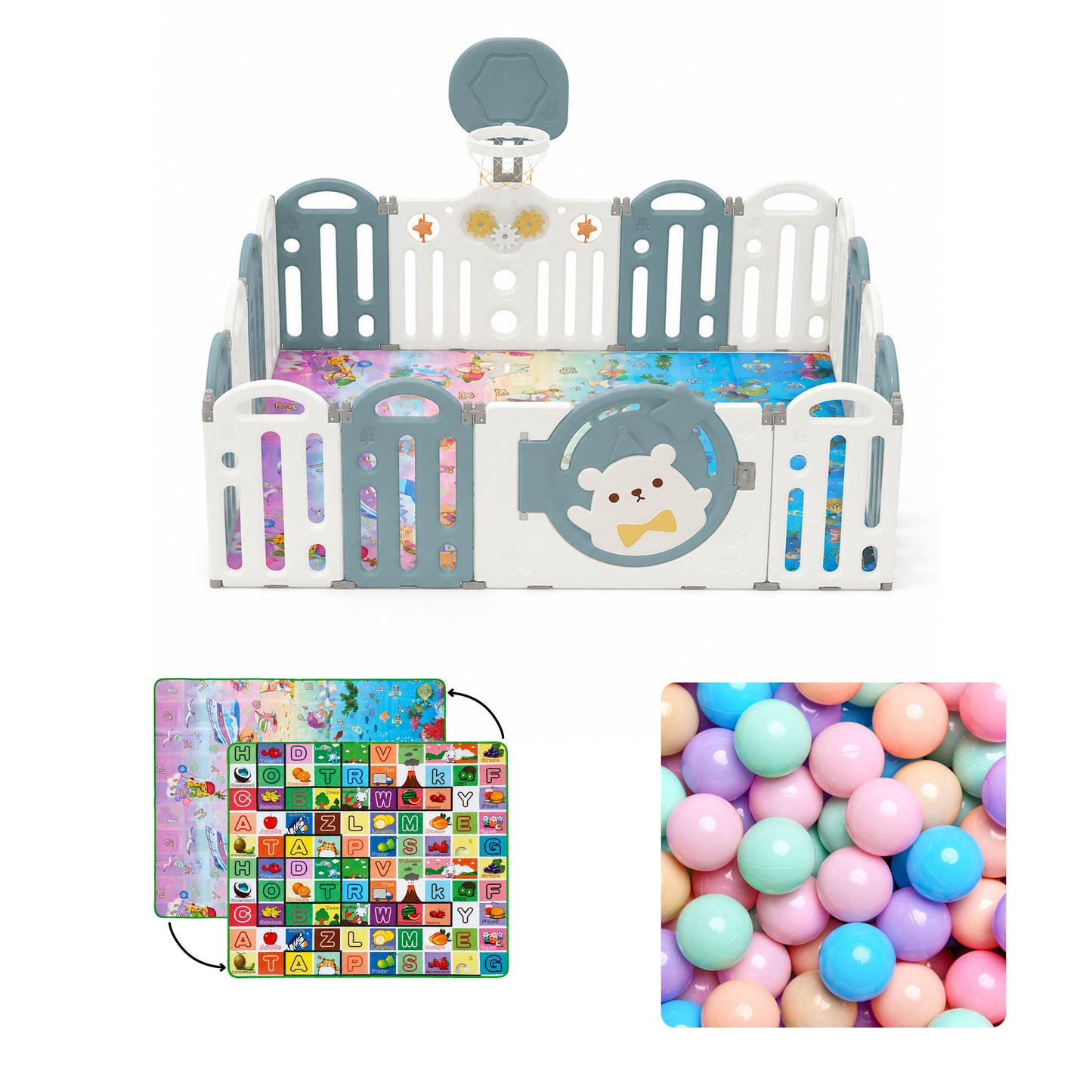 Bear Indoor and Outdoor Activity Play Yard