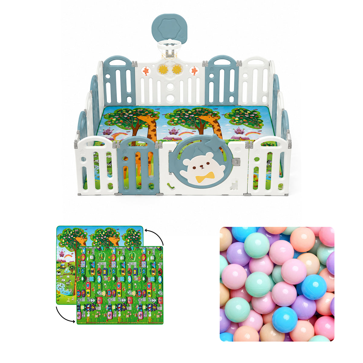 Bear Indoor and Outdoor Activity Play Yard
