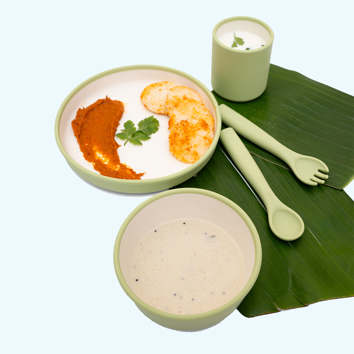 Modern Dual Colour Silicone Feeding Set