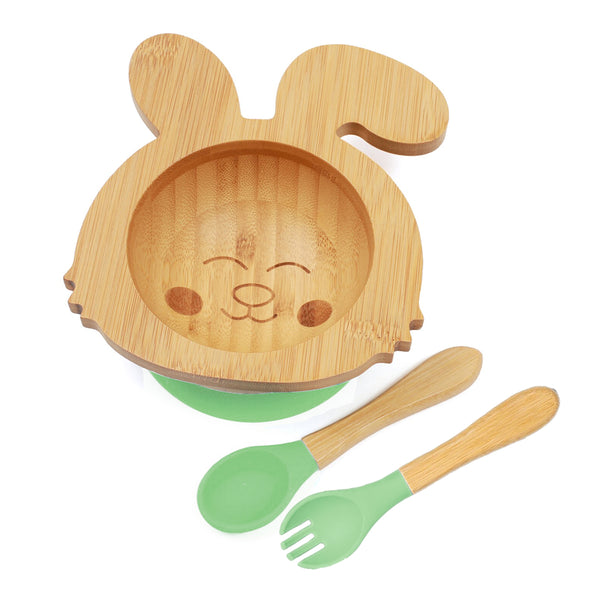 Kids Station™ Green Rabbit Baby Bamboo Feeding Set