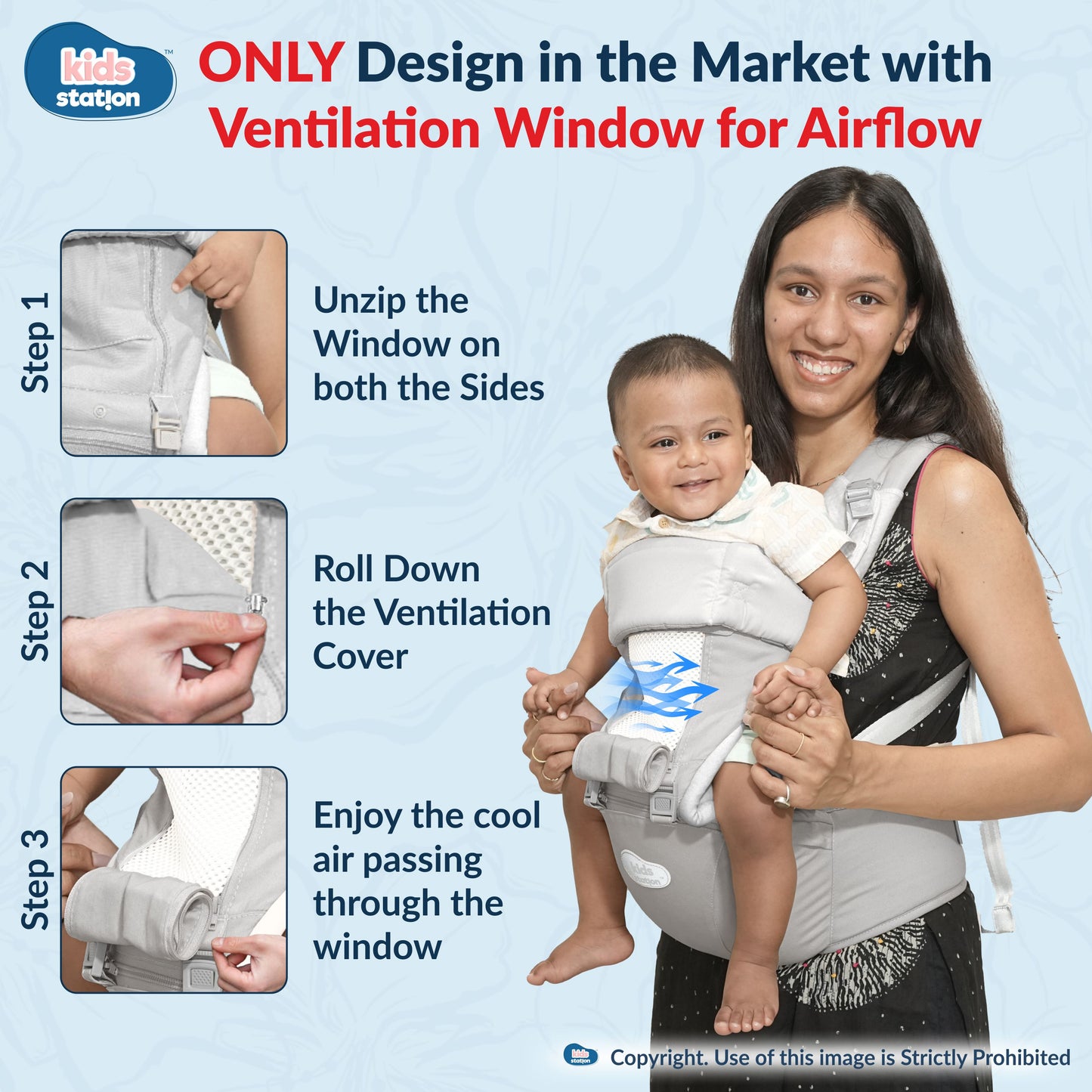 All-in-One Baby Carrier with Hip Seat