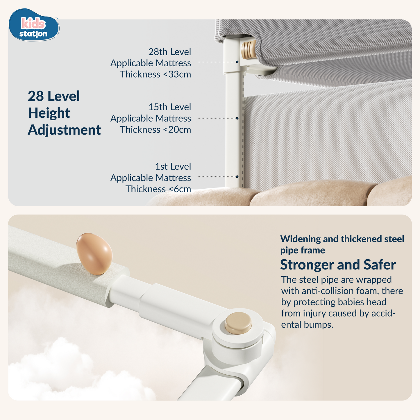 3-Side Foldable New Model Baby Bed Rail Guard