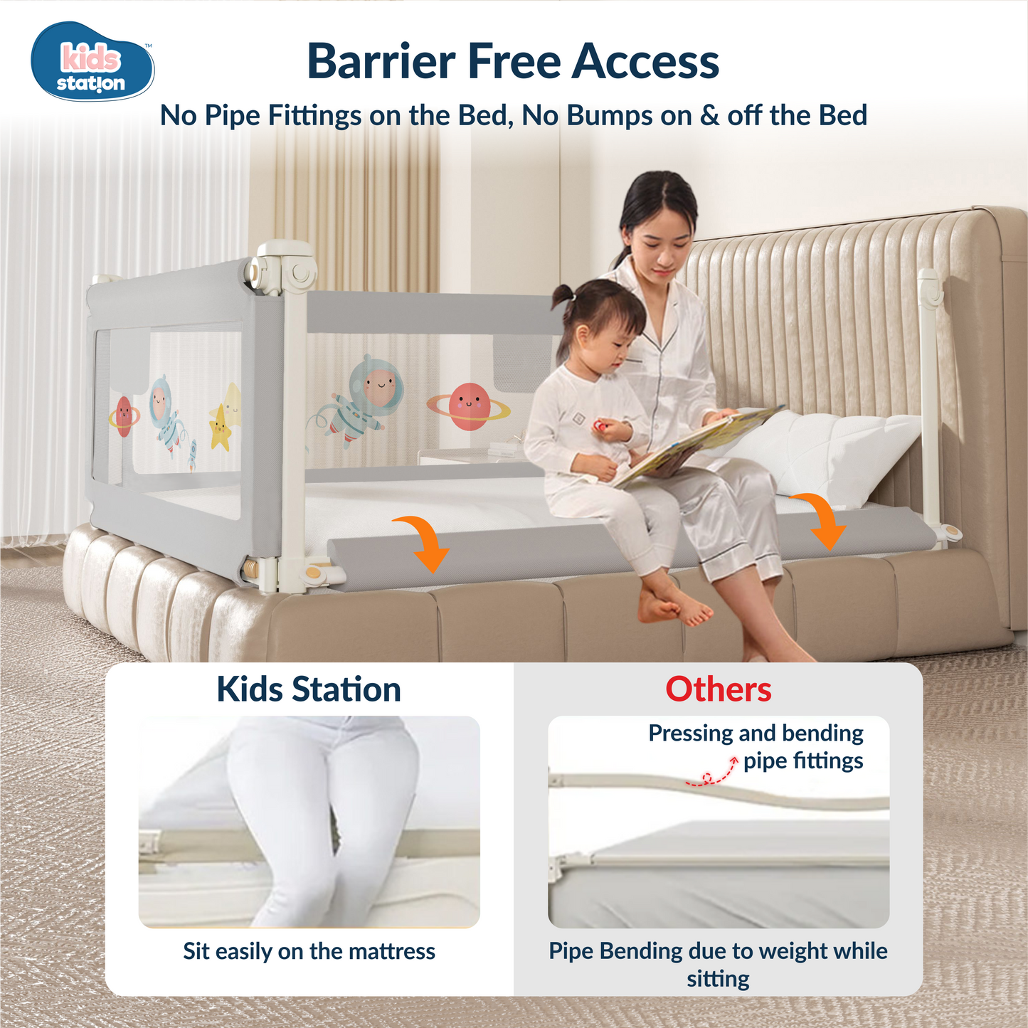 3-Side Foldable New Model Baby Bed Rail Guard
