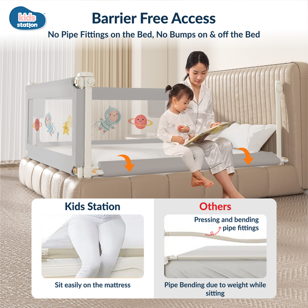Kids Station 1-Side Foldable Baby Bed Rail Guard | Portable, Patented – Made in India