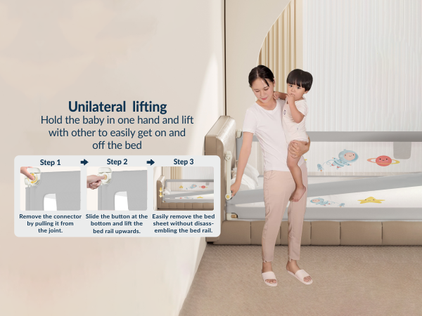 3-Side Foldable New Model Baby Bed Rail Guard