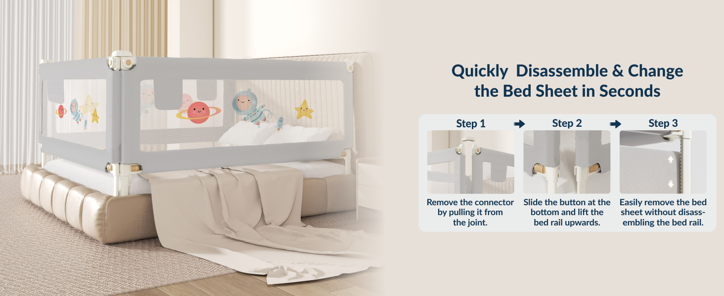 3-Side Foldable New Model Baby Bed Rail Guard