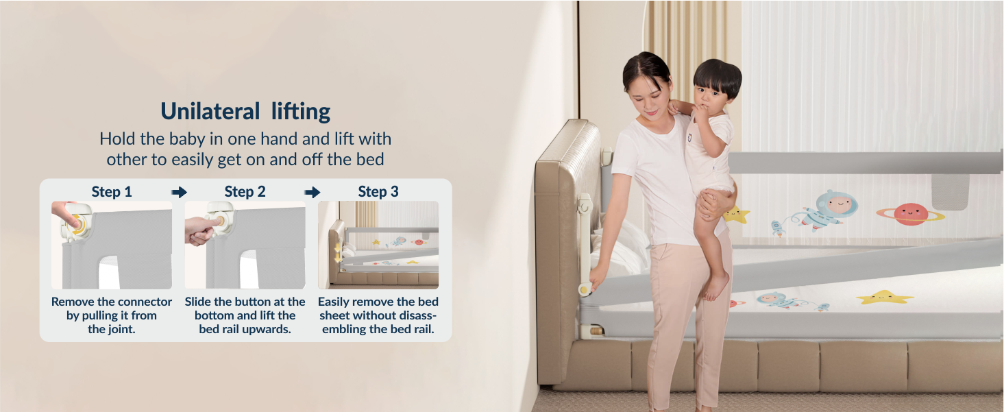 3-Side Foldable New Model Baby Bed Rail Guard