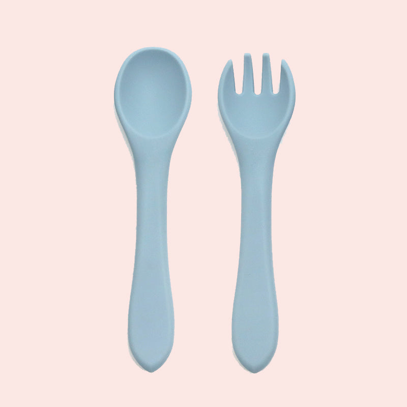 Kids Station Silicone Spork & Spoon Set – Safe Feeding for Babies & Toddlers