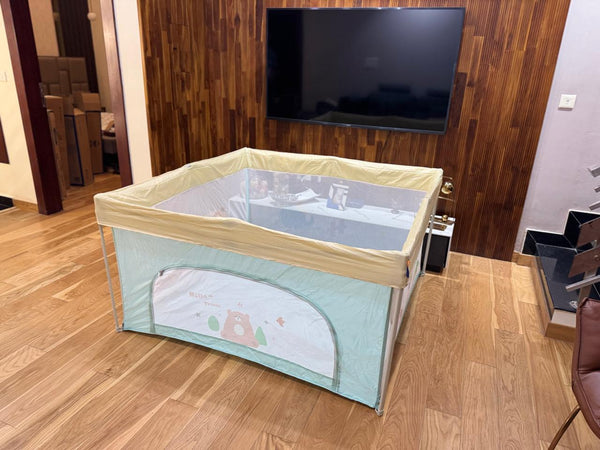 Kids Station Foldable Playpen with Fun Prints – Safe Play Zone for Kids (127cm*127cm)