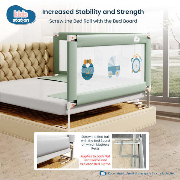 Kids Station™ Two Sides Green 6'6" x 6'0" Bed Guard Rail