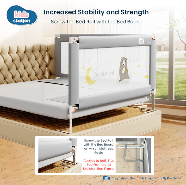 Kids Station™ Two Sides Grey 6'0" x 6'0" Bed Guard Rail